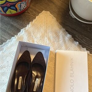 Manolo Blahnik Quilted Brown Suede Flats - Size 38 (US 8) - With Box!